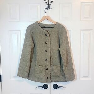 Womens soft and fluffy faux wool jacket